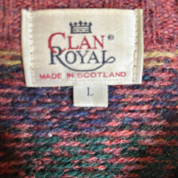 Vintage Clan Royal 100% Wool Crew Neck Pullover Sweater Scotland Men's Large - Picture 3 of 7